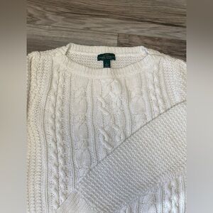 Lauren Ralph Lauren Women’s Cotton White Cable Knit Sweater Size Large Preppy